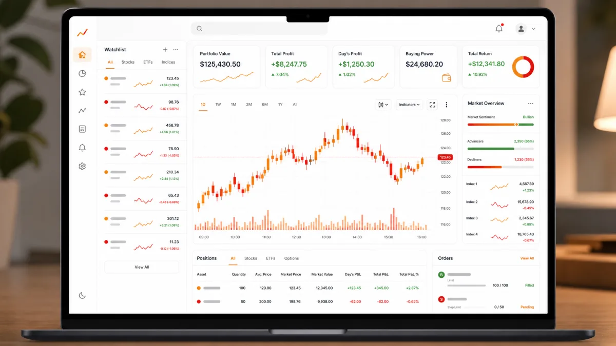 Etincelle Bitvix — tableau de bord de la plateforme de trading